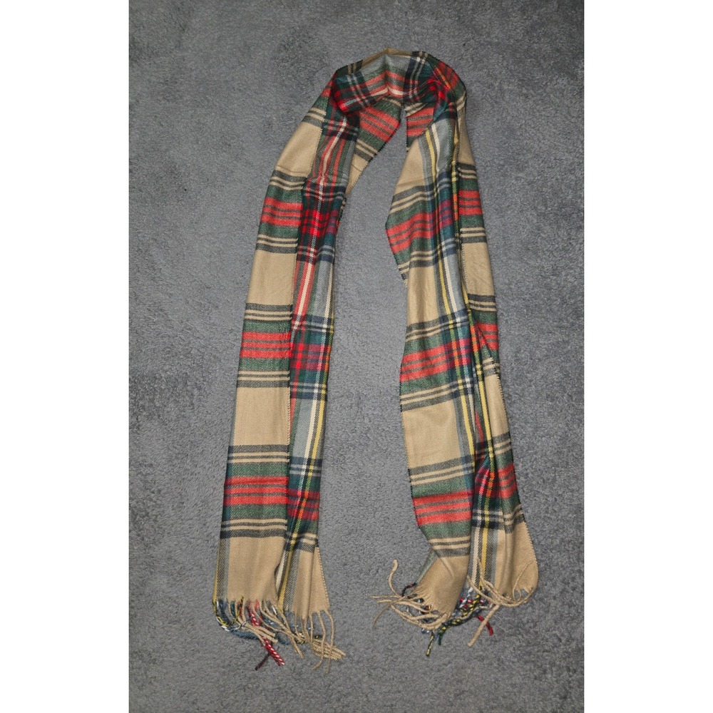 Vivian Vincent 100% Cashmere Beige Plaid Scarf Elegant Fashionable Women NWT